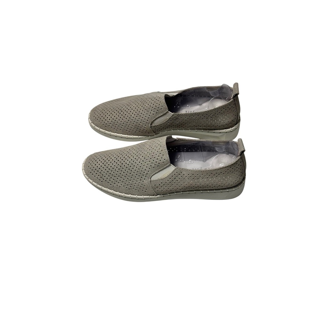 Bernie Mev New York Womens Metallic Pewter Perforated Slip On Sneakers Size 36